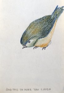 "Ja tämä saa sinut nauramaan" (kynä ja värillinen liitu paperille) tekijältä Edward Burne Jones